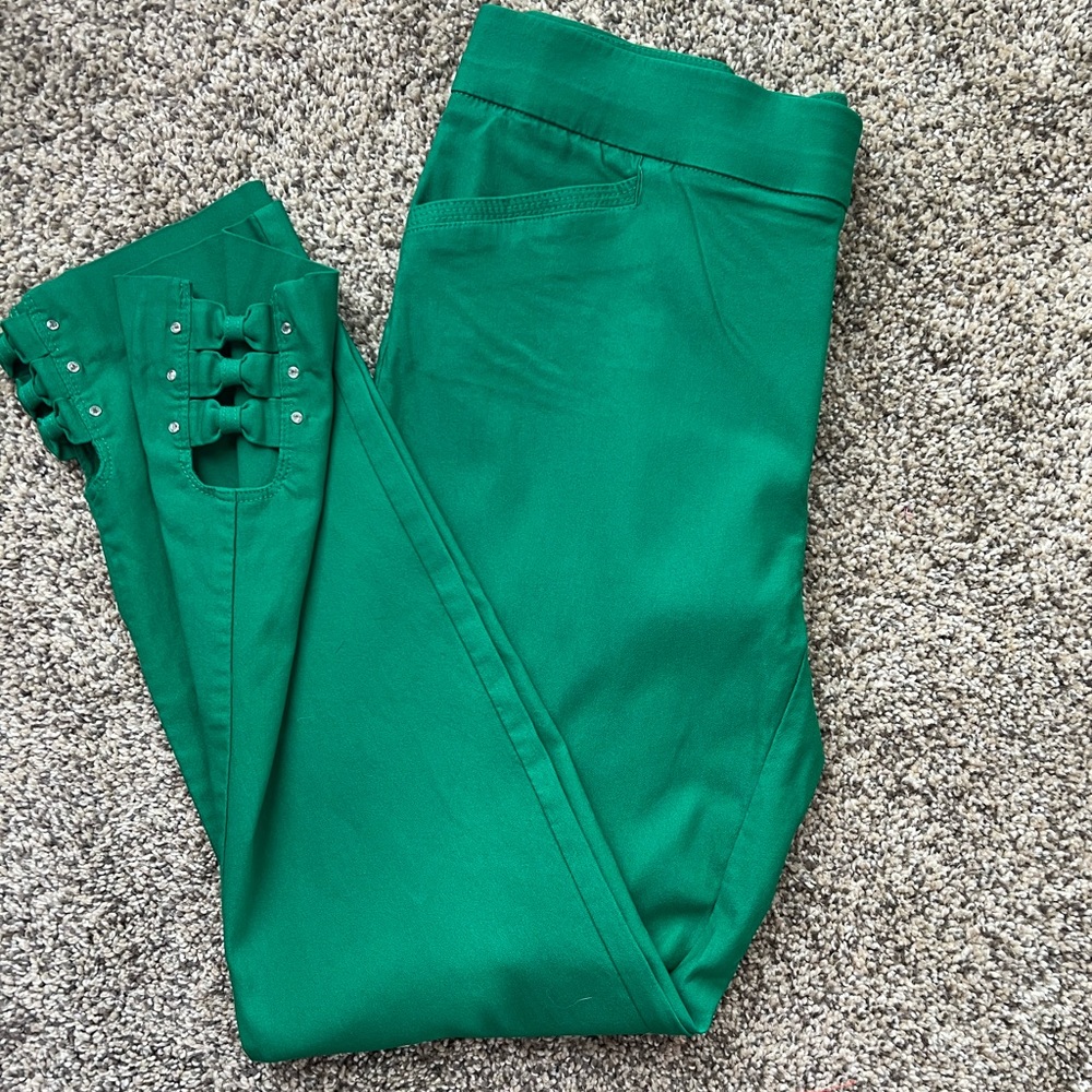 Super cute Roz & Ali bedazzled stretch slacks in a delicious Kelly green